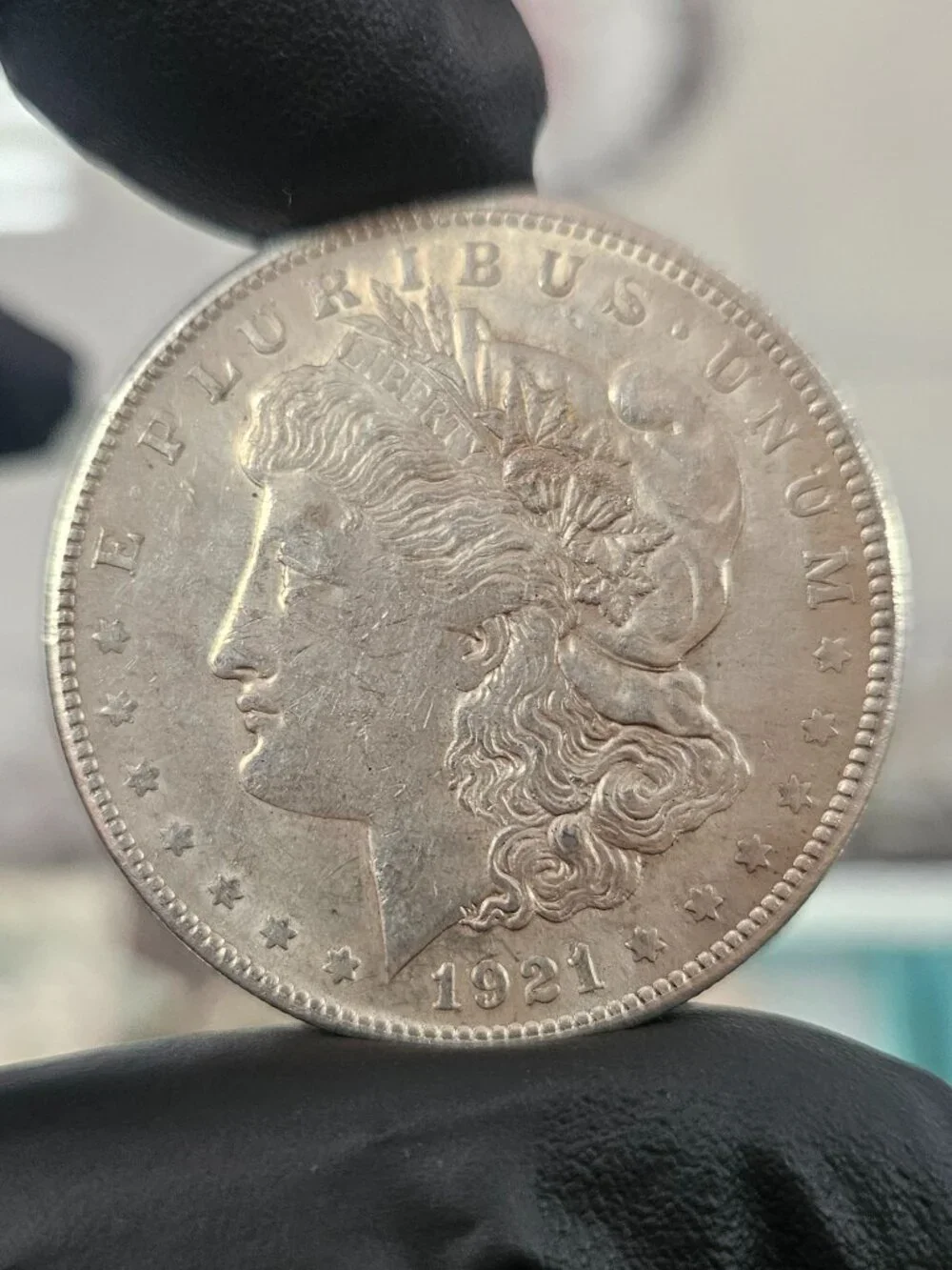 Authentic 1921 Morgan silver dollar coin